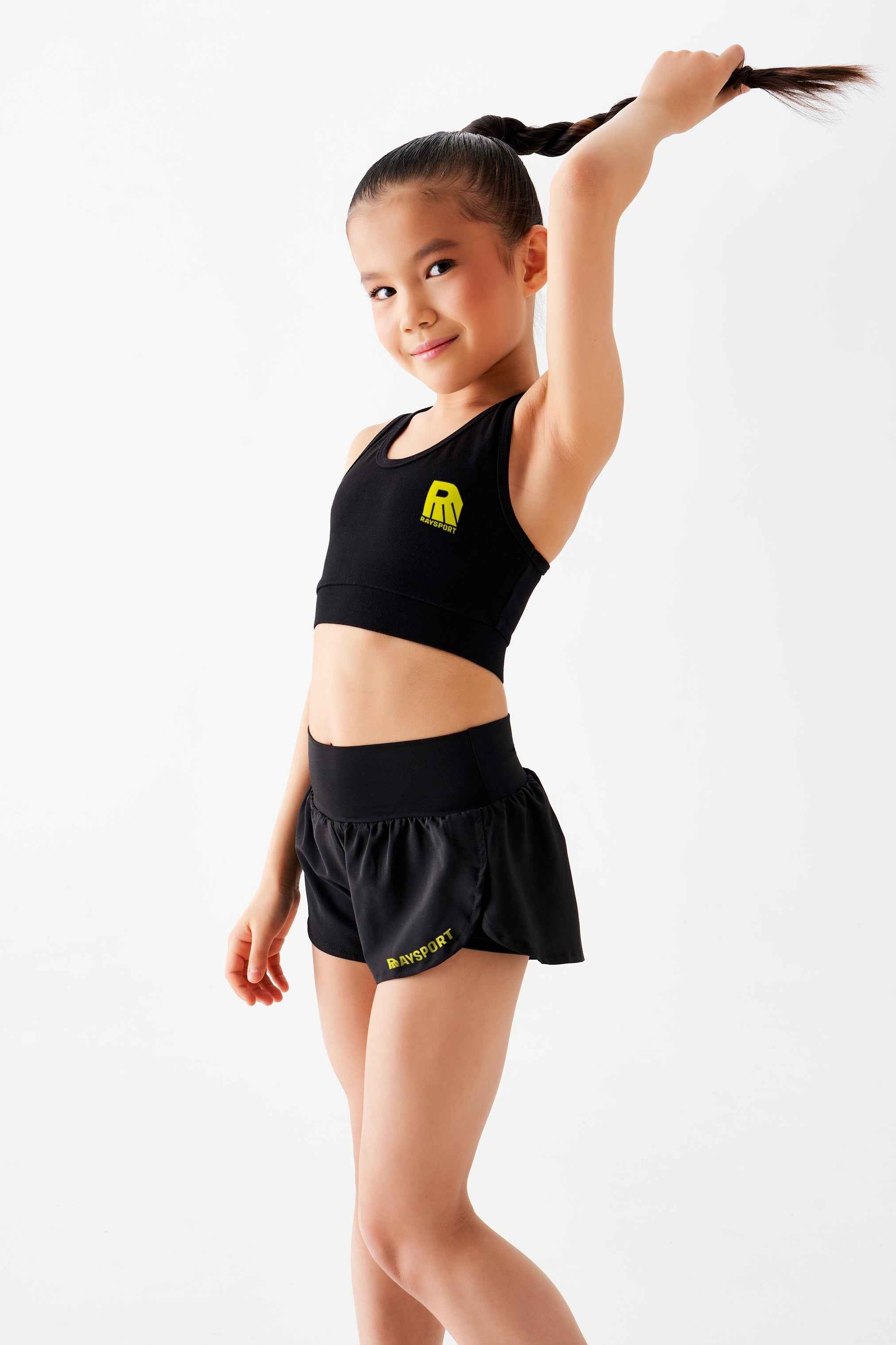 Crop top " Fleur Sportive " (noir)