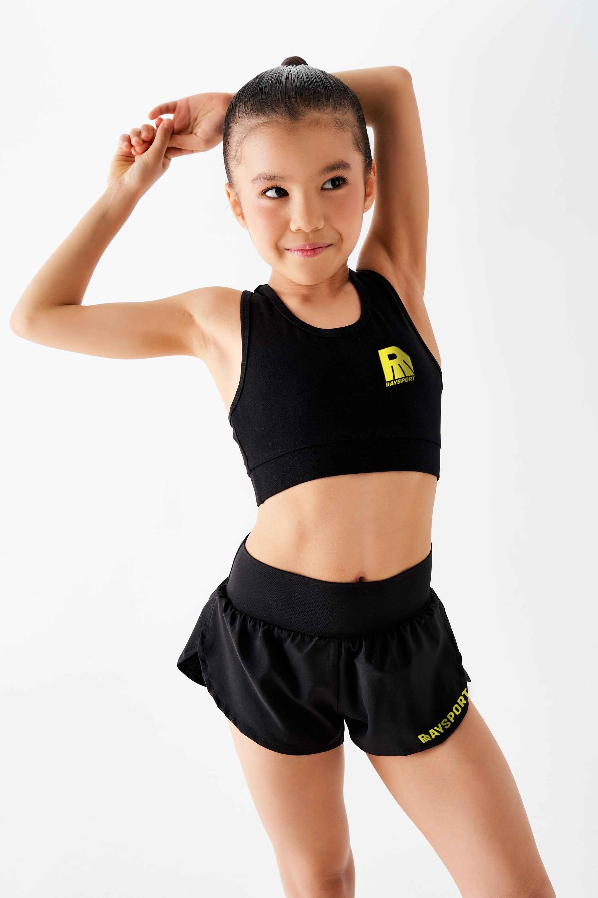 Crop top " Fleur Sportive " (noir)