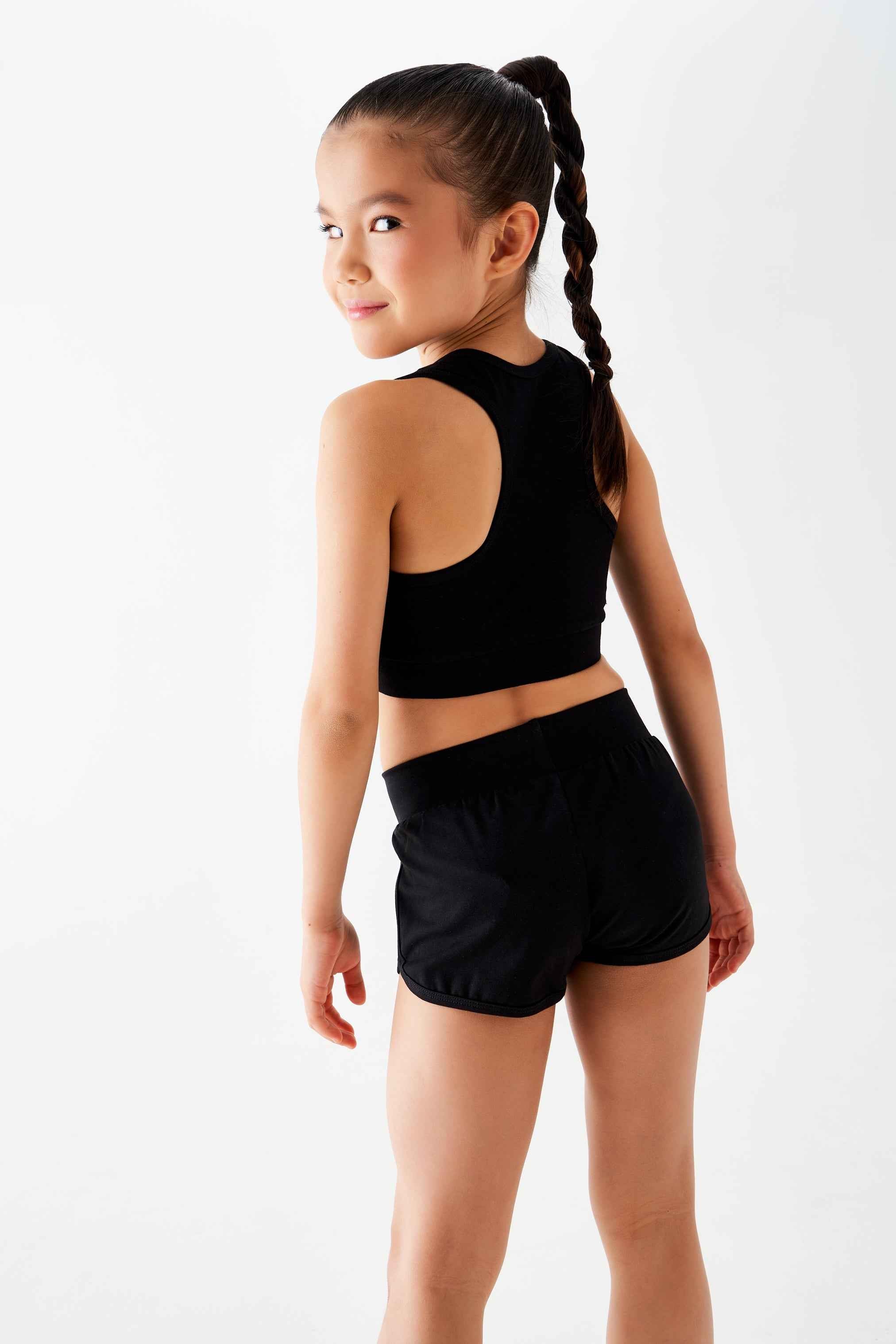 Crop top " Fleur Sportive " (noir)