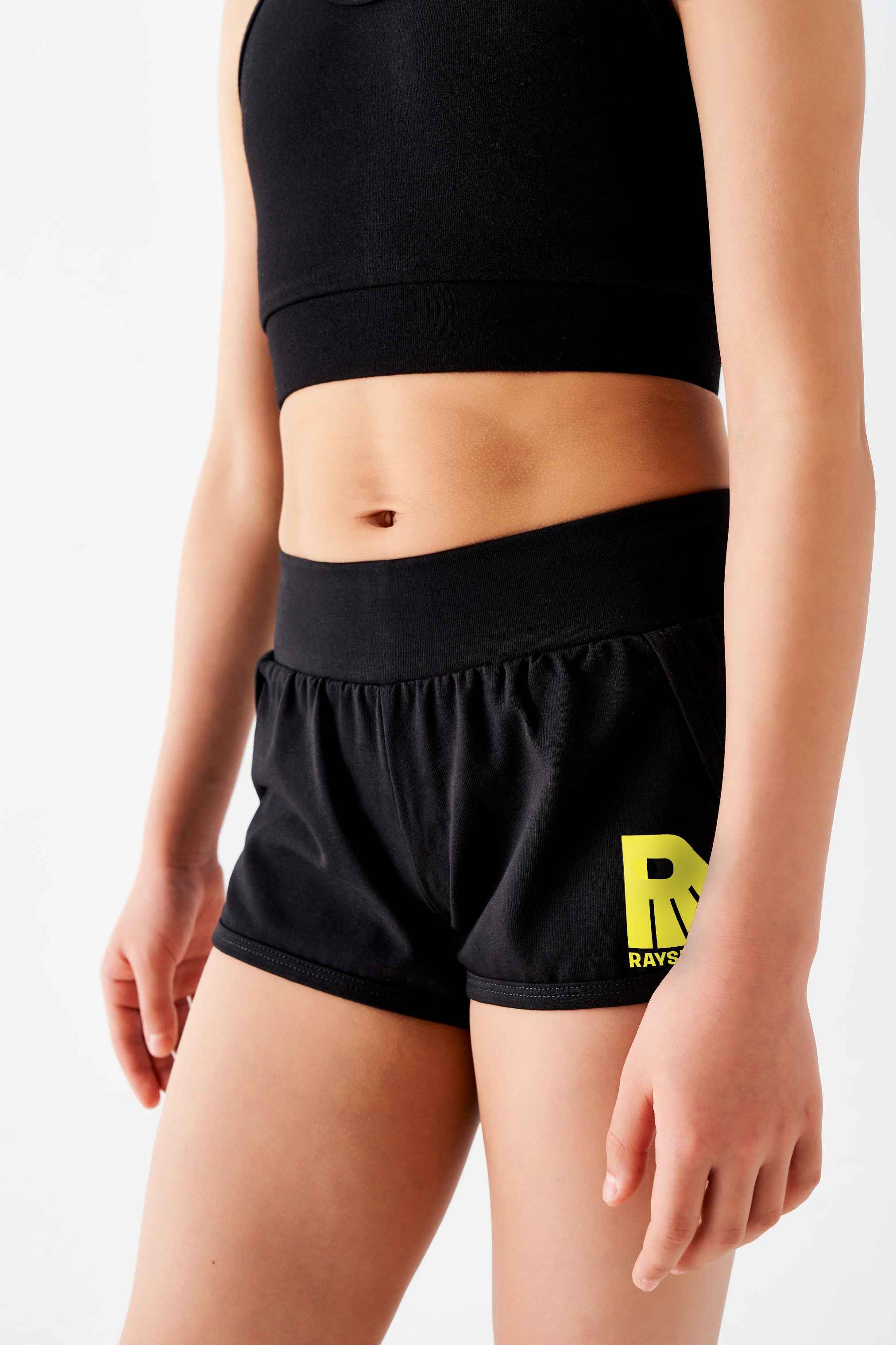 Short avec ourlet " Fleur Sportive " (noir)