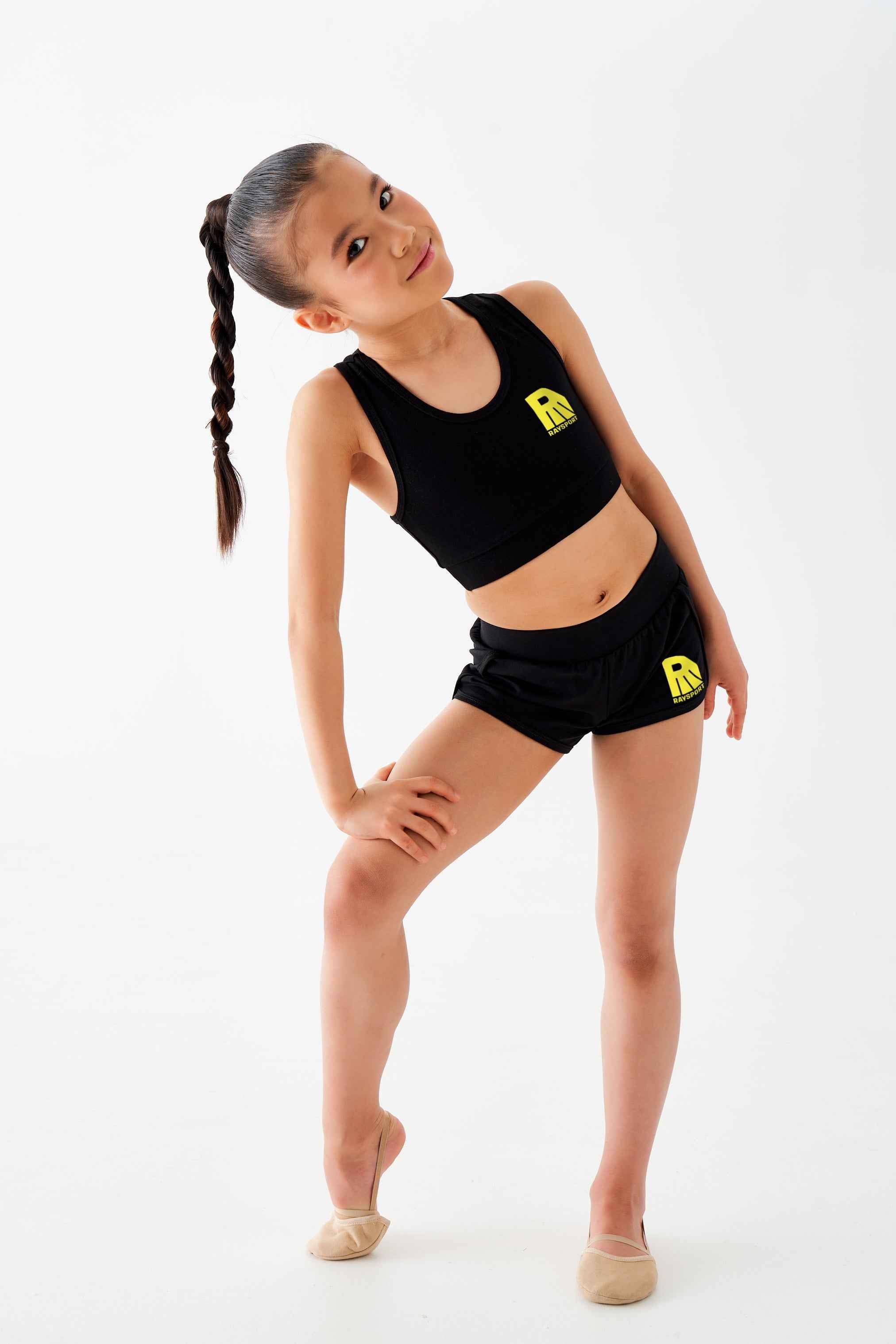 Short avec ourlet " Fleur Sportive " (noir)