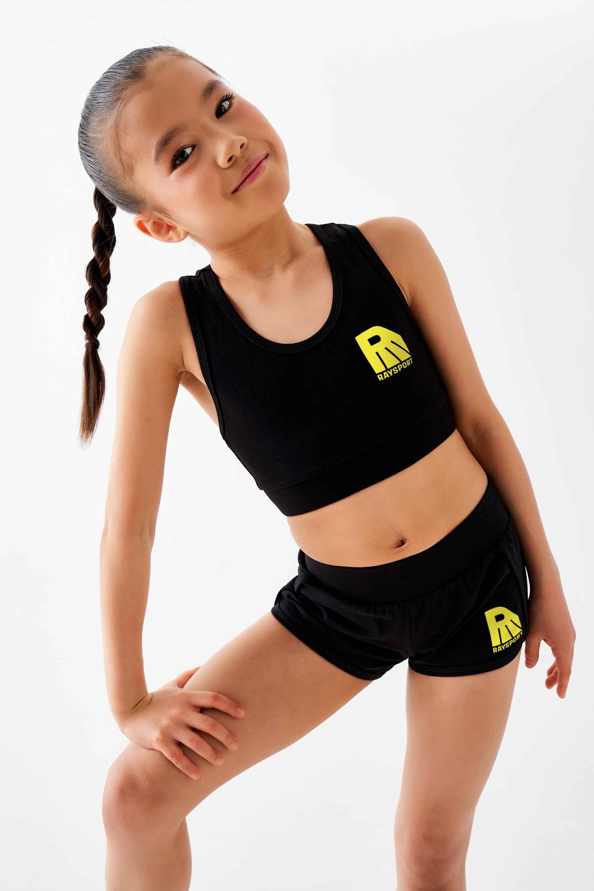 Crop top " Fleur Sportive " (noir)