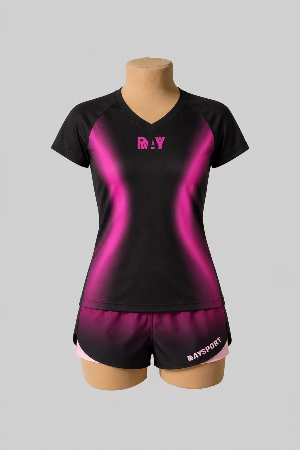 T-shirt basique cintré à col en V (manches courtes) - Raysport