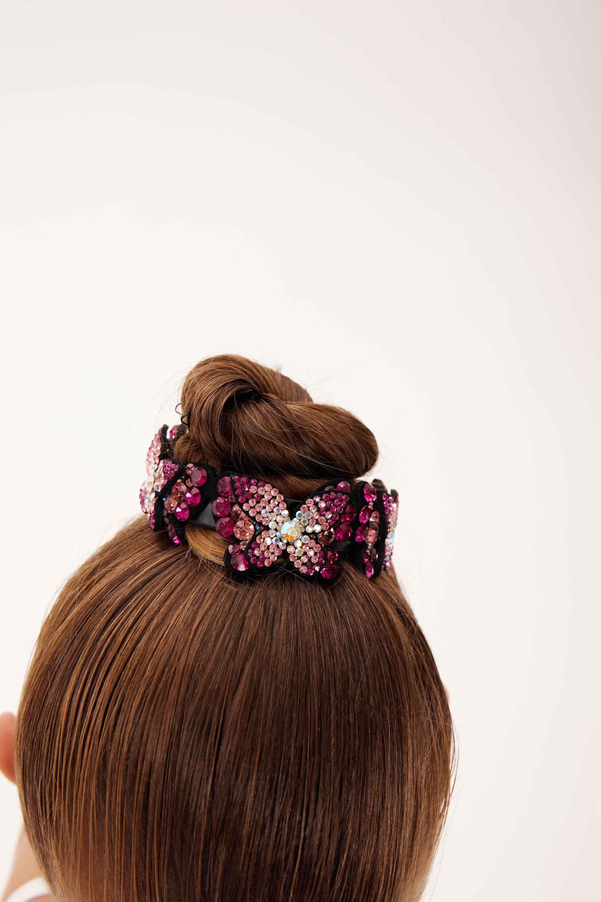 Pince à chignon en strass " Papillon Rose "