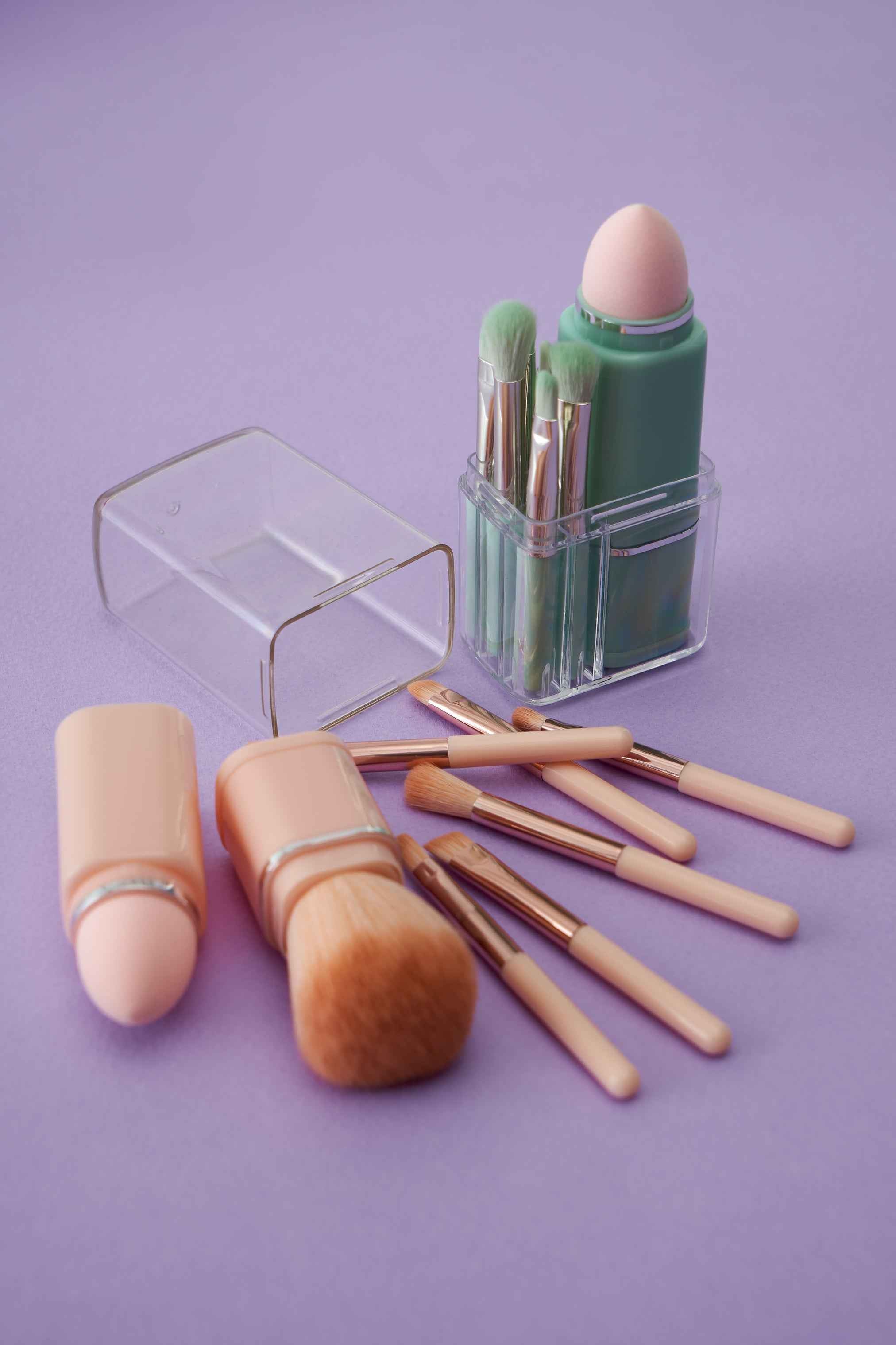 Set de pinceaux de maquillage avec étui (2 couleurs)