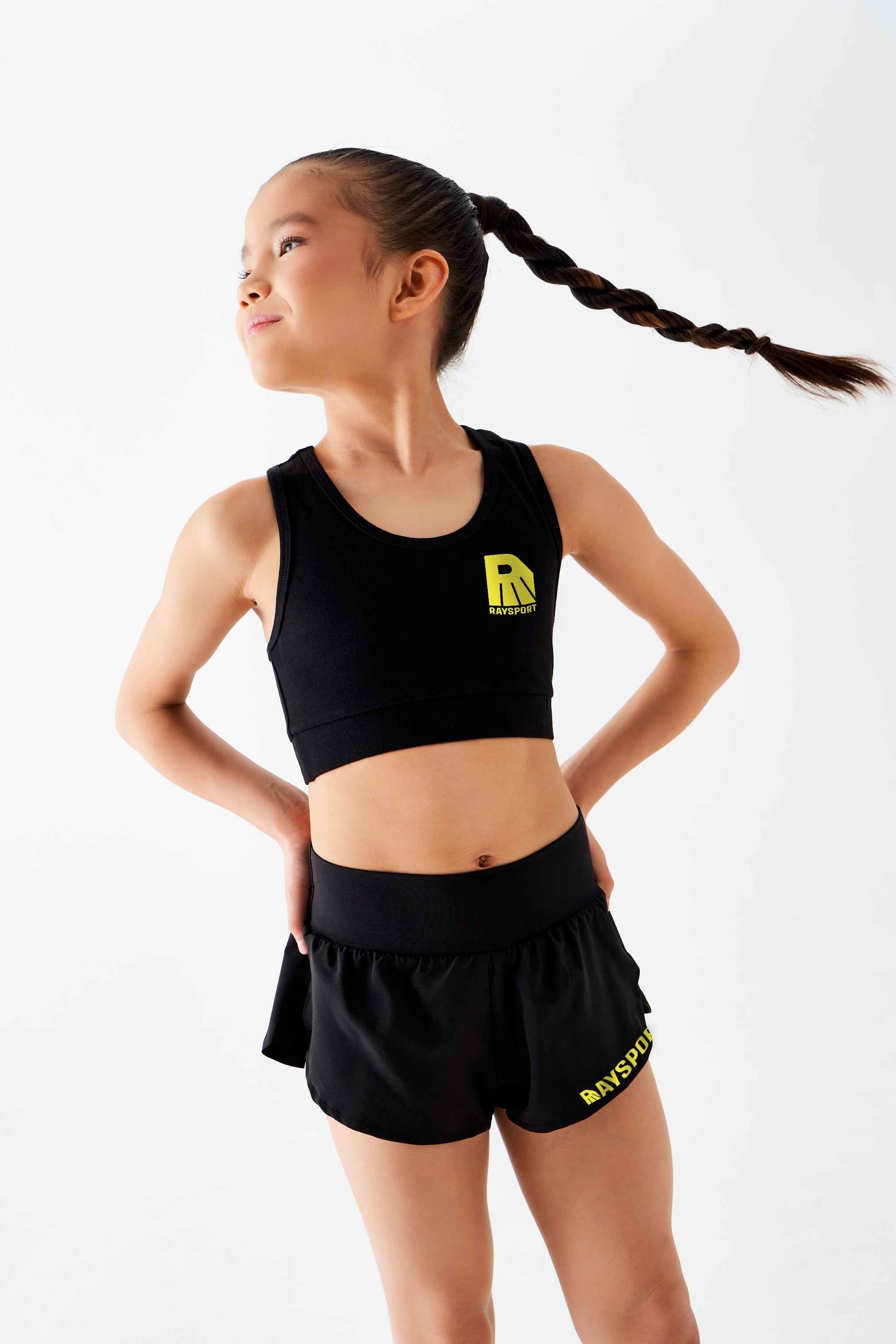 Crop top " Fleur Sportive " (noir)