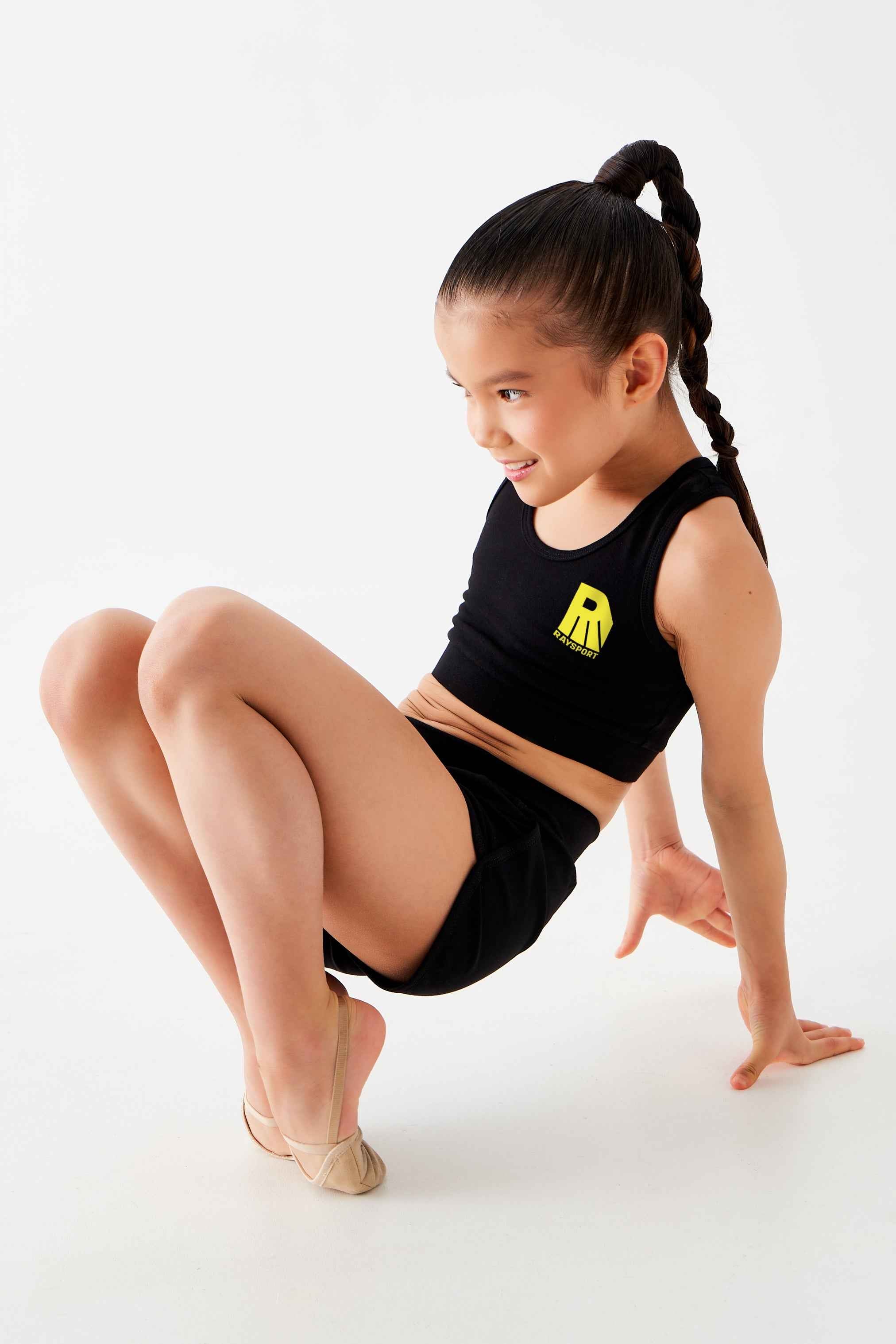 Crop top " Fleur Sportive " (noir)