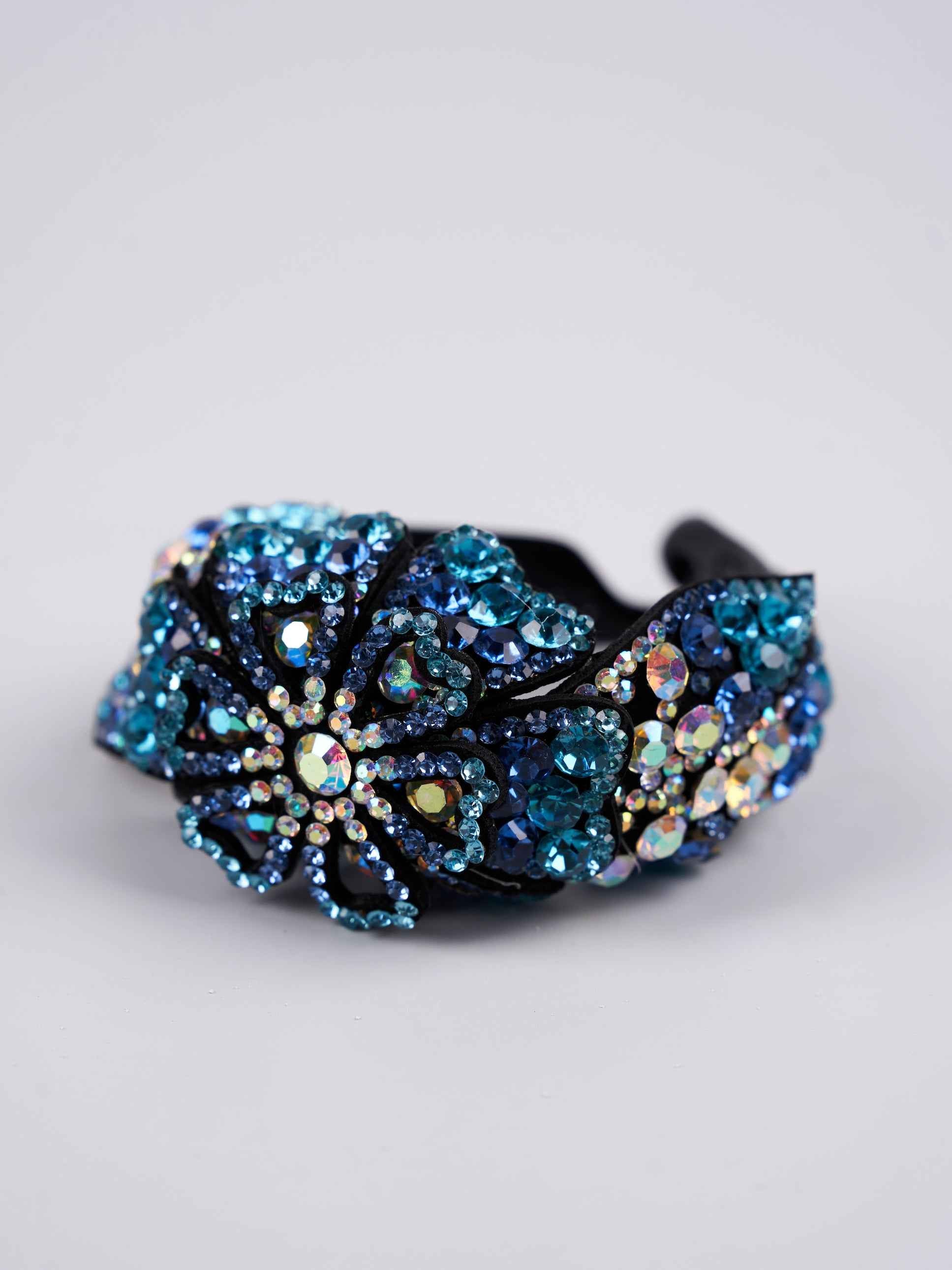 Pince à chignon en strass " Fleur Bleue "