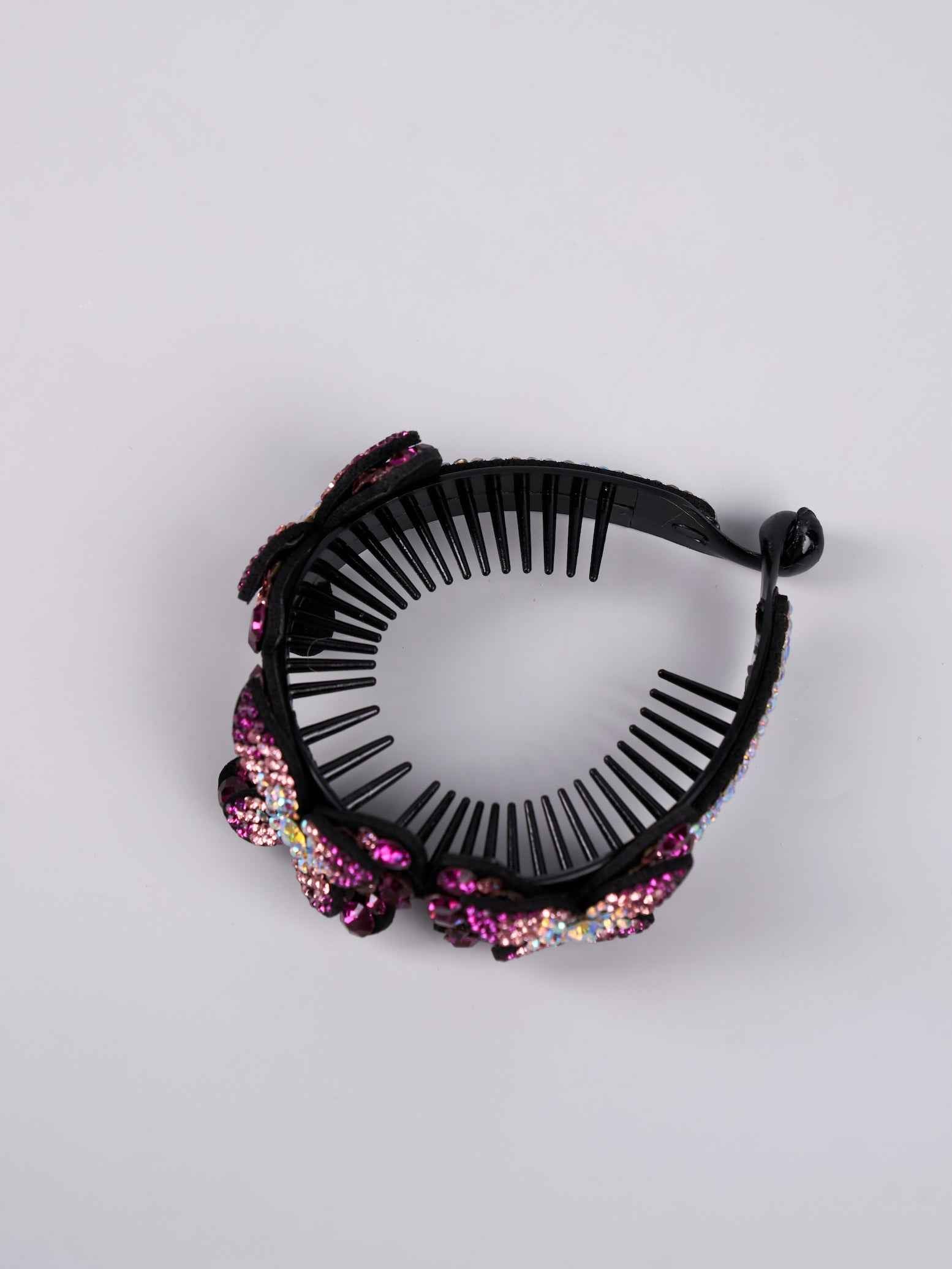 Pince à chignon en strass " Papillon Rose "